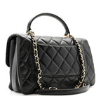 Lambskin Quilted Medium Trendy CC Flap Dual Handle Bag Black