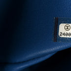 Caviar Chevron Quilted Jumbo Double Flap Blue