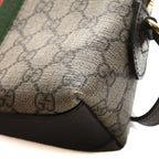 GG Supreme Monogram Textured Dollar Calfskin Web Small Ophidia Dome Shoulder Bag Beige Ebony New Acero