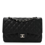 Caviar Quilted Jumbo Double Flap Black