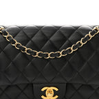 Lambskin Quilted Medium Double Flap Black