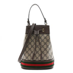 GG Supreme Monogram Web Small Ophidia Bucket Bag Brown