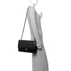 Caviar Quilted Jumbo Double Flap Black