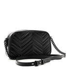 Calfskin Matelasse Monochrome Small GG Marmont Chain Shoulder Bag Black