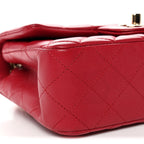 Lambskin Quilted Mini Rectangular Flap Dark Pink
