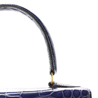 Shiny Alligator Mini Kelly Sellier 20 Bleu Roi