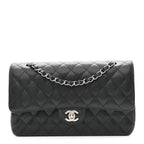 Caviar Quilted Medium Double Flap Black