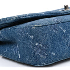 Denim Bleached Chain Medium Double Flap Blue