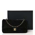 Suede Calfskin Small Souplissimo Maxi Flap Black