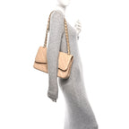 Caviar Quilted Jumbo Double Flap Beige Clair