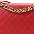 Lambskin Quilted New Medium Boy Flap Red