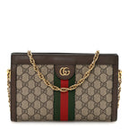 GG Supreme Monogram Web Small Ophidia Chain Shoulder Bag Brown