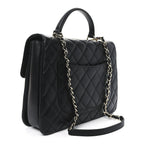 Lambskin Quilted Large Trendy CC Dual Handle Flap Bag Black