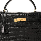 Shiny Alligator Kelly Sellier 32 Black