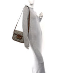 GG Supreme Monogram Horsebit 1955 Shoulder Bag Beige Brown Sugar