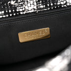 Tweed Quilted Maxi Chanel 19 Flap Black White