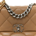 Lambskin Quilted Medium Chanel 19 Flap Dark Beige