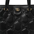 Calfskin GG Matelasse Medium Ophidia Shopping Tote Black