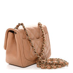 Lambskin Quilted Mini Square Flap Brown