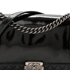 Patent New Medium Boy Reverso Flap Navy