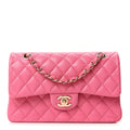 Caviar Quilted Small Double Flap Pink