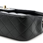 Lambskin Quilted Mini Rectangular Flap Black