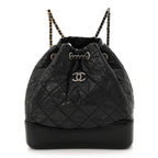Aged Calfskin Quilted Small Gabrielle Backpack Black