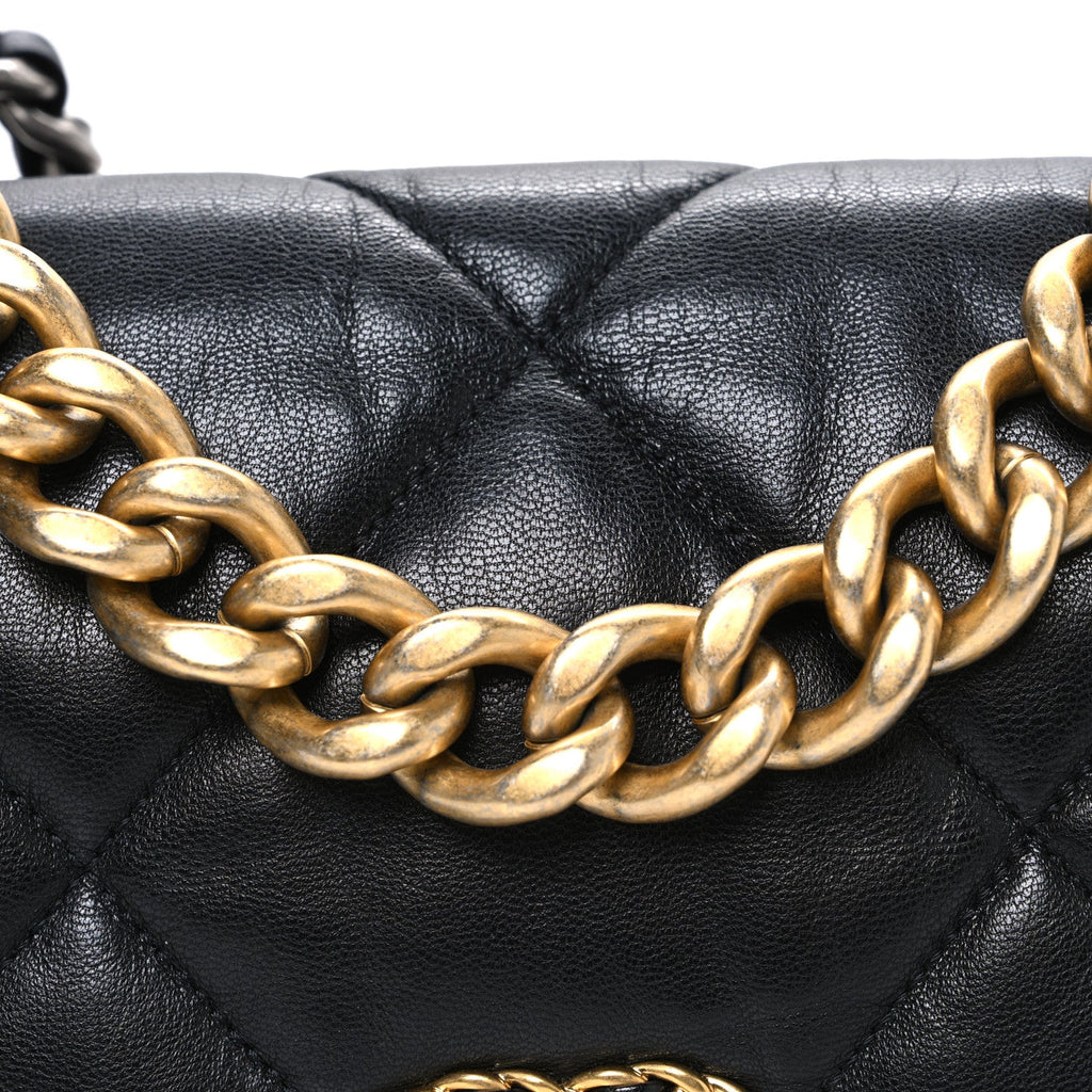 Goatskin Quilted Large Chanel 19 Flap Black