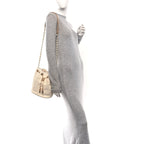 Canvas Pearl Deauville Drawstring Bucket Bag Ecru Beige
