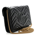 Calfskin Matelasse GG Marmont Chain Wallet Black