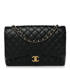 Caviar Quilted Maxi Double Flap Black
