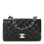 Lambskin Quilted Mini Rectangular Flap Black