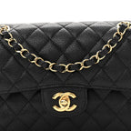 Caviar Quilted Small Double Flap Black