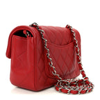 Lambskin Quilted Mini Rectangular Flap Dark Red