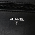 Lambskin Camellia Studded Wallet on Chain WOC Black