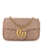 Calfskin Matelasse Super Mini GG Marmont Shoulder Bag Porcelain Rose
