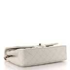 Caviar Quilted Medium Double Flap White