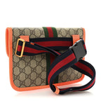 GG Supreme Monogram Web Small Ophidia Belt Bag Beige Ebony Orange Fluo