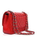 Lambskin Quilted Jumbo Double Flap Red