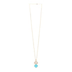 18K Yellow Gold Diamond Turquoise Mother of Pearl 28mm Alhambra Secret Pendant Quartz Watch