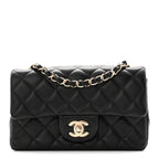 Lambskin Quilted Mini Rectangular Flap Black