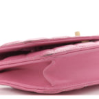 Lambskin Quilted CC Pearl Crush Wallet on Chain WOC Pink
