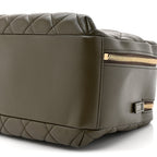 Lambskin Quilted Medium Trendy CC Bowling Bag Dark Khaki