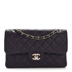 Caviar Quilted Small Double Flap Dark Purple