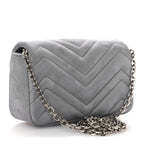 Nubuck Matelasse Mini GG Marmont Shoulder Bag Grey