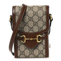 GG Supreme Monogram Mini Horsebit 1955 Crossbody Bag Beige Brown Sugar