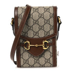 GG Supreme Monogram Mini Horsebit 1955 Crossbody Bag Beige Brown Sugar