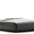 GG Supreme Monogram Web Small Flat Messenger Bag Black Grey