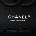 Caviar Chevron Quilted Medium Double Flap Black