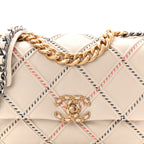 Lambskin Mixed Fibers Quilted Medium Chanel 19 Flap Beige
